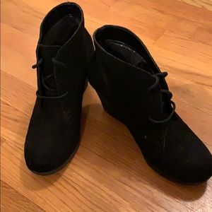Black wedge ankle booties
